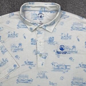 JOHNNIE-O Beginner's Luck Polo Shirt Men's XL White 50s Casinos BEAR CREEK GOLF